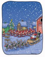  Santa Claus start at Cristmas Eve to the world - Postcard with lines for address